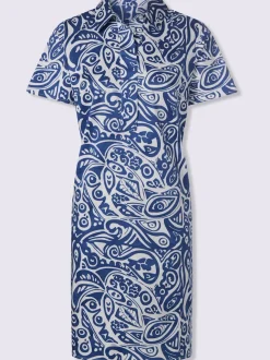Robe chemisier à imprimé graphique avec col chemise et manches courtes