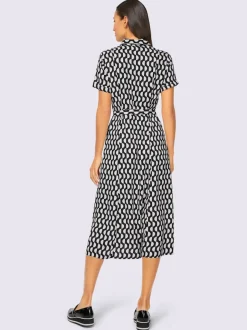 Robe-chemisier à motifs modernes avec ceinture à nouer