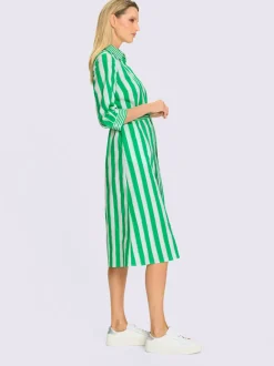 Robe chemisier rayée avec col chemise et poches