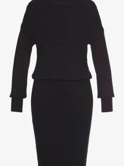 Robe courte en tricot à encolure ronde et manches longues