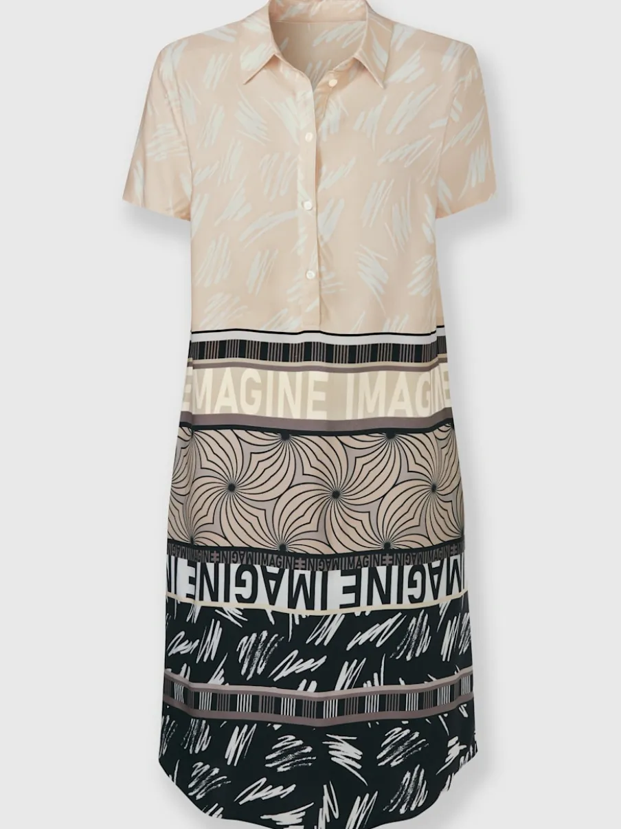 Robe décontractée col chemise manches courtes imprimée ethnique