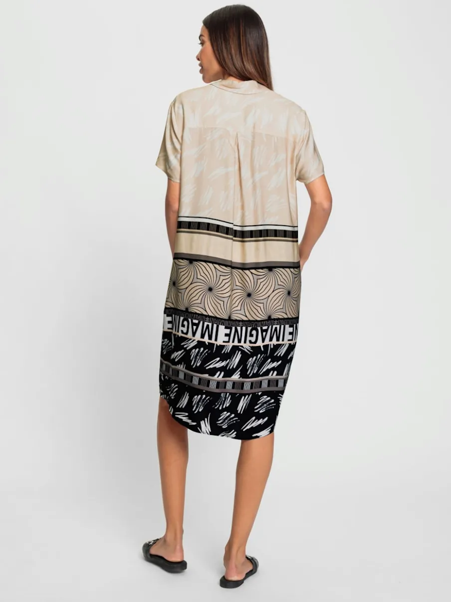 Robe décontractée col chemise manches courtes imprimée ethnique