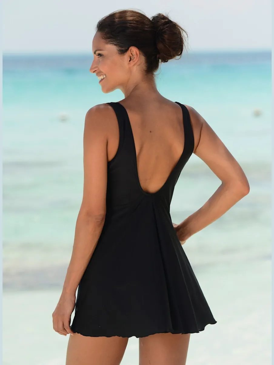 Robe de bain avec jupe et maintien sous poitrine