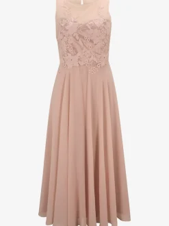 Robe de cocktail avec broderie haut ajusté fluide et évasée