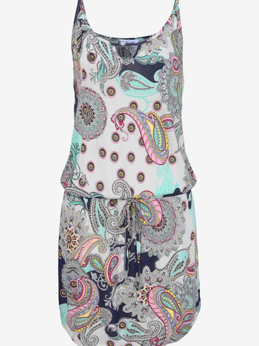 Robe de plage avec encolure ronde et imprimé multicolore