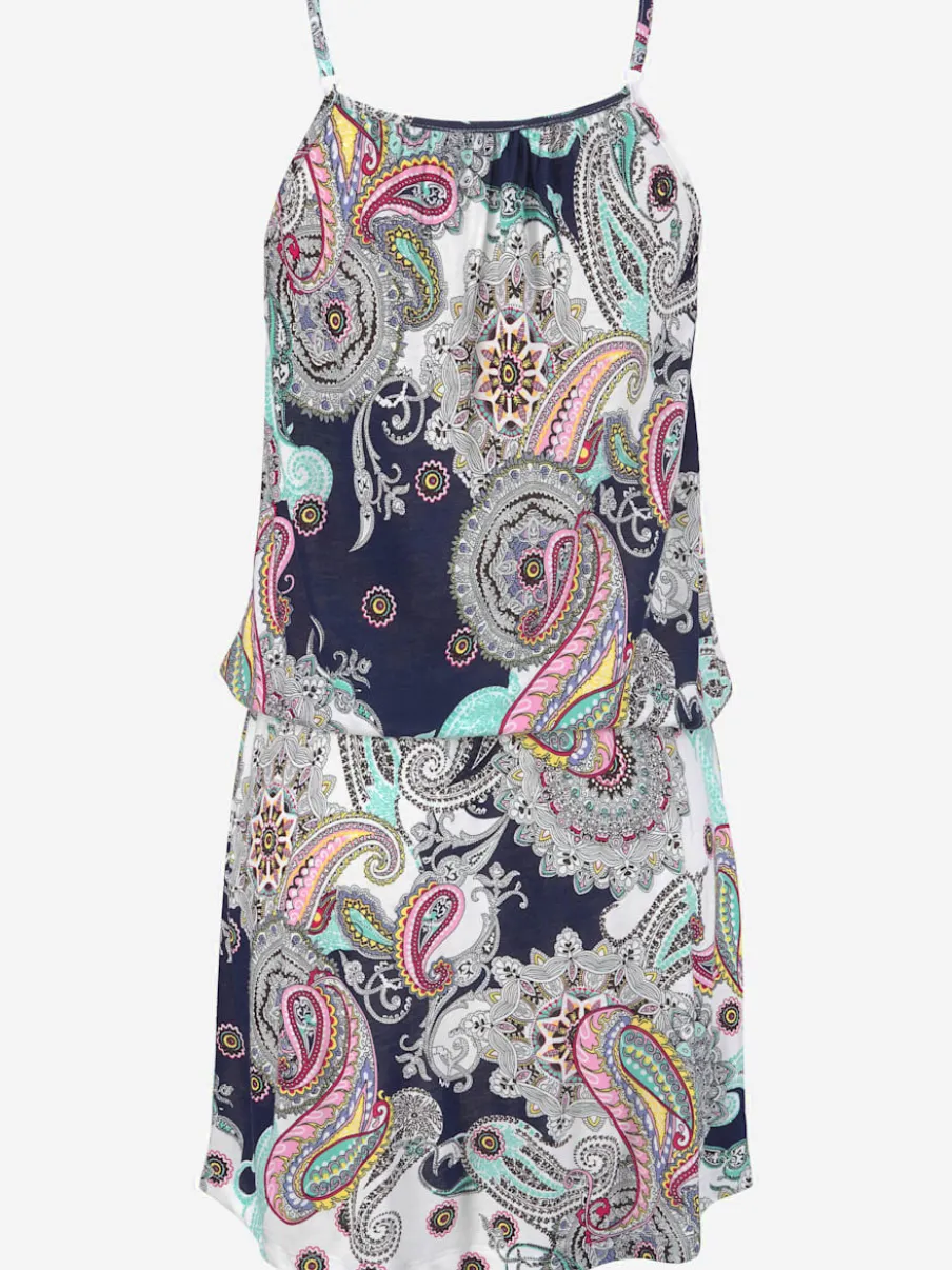 Robe de plage avec encolure ronde et imprimé multicolore