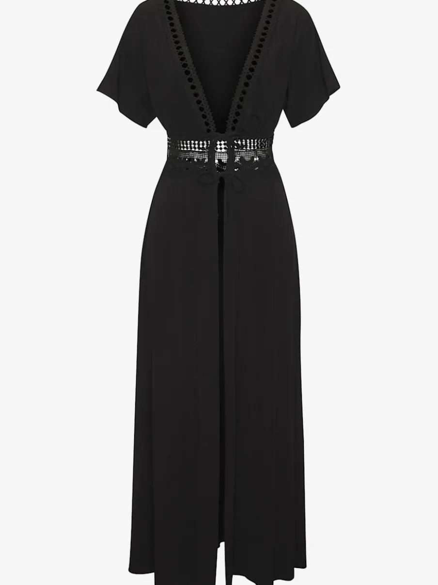 Robe de plage avec liens à nouer et manches courtes
