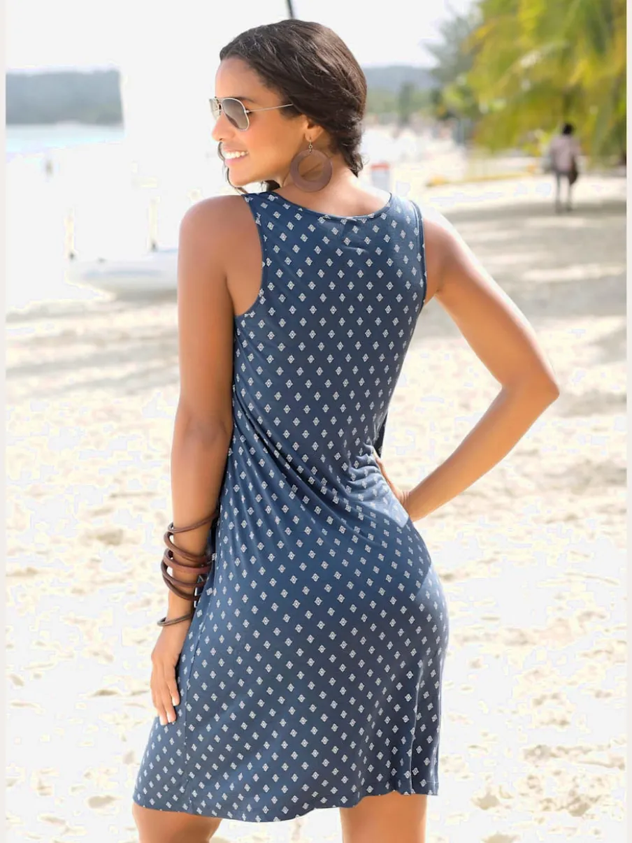 Robe de plage à bretelles avec motifs graphiques fluides