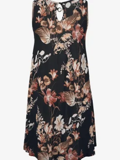 Robe de plage à col v avec imprimé floral ample