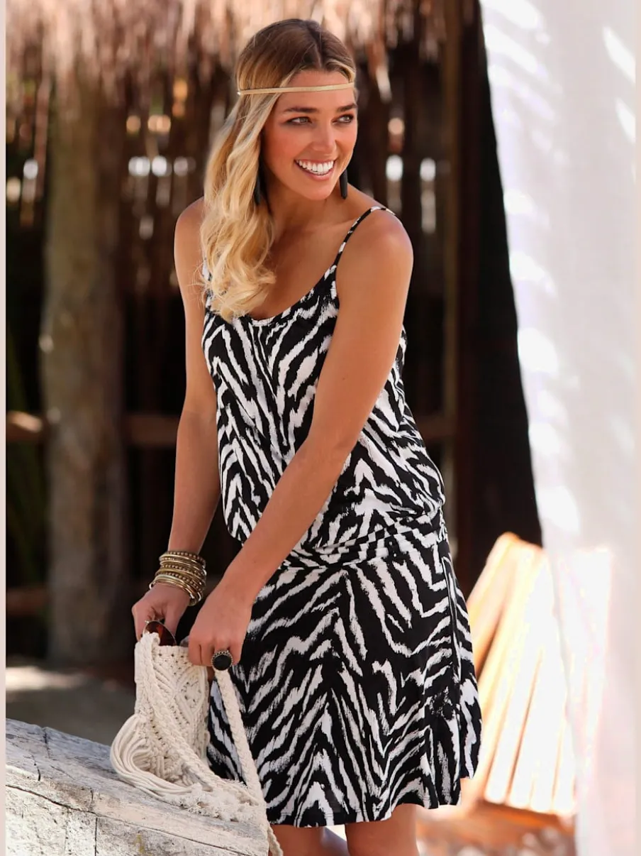 Robe de plage courte à motifs animaliers décontractée