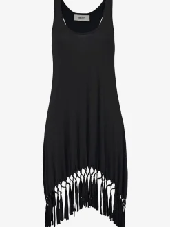 Robe de plage décontractée à dos nageur avec franges et ourlet asymétrique