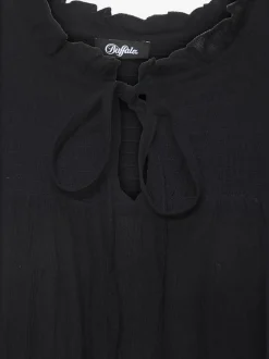 Robe de plage encolure ronde avec volants et ruban fantaisie