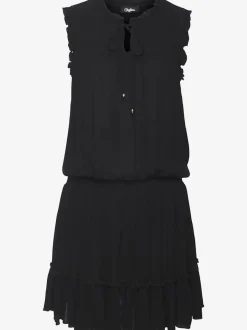 Robe de plage encolure ronde avec volants et ruban fantaisie