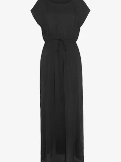 Robe de plage à encolure ronde avec mancherons et fentes latérales