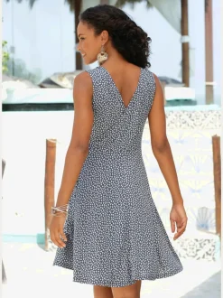 Robe de plage encolure v imprimée à effet cache-cœur