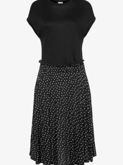 Robe de plage en jersey à manches courtes imprimée pois