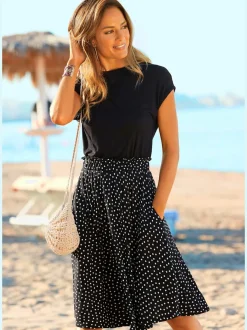 Robe de plage en jersey à manches courtes imprimée pois