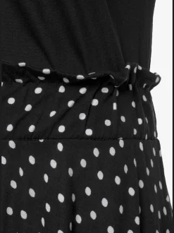 Robe de plage en jersey à manches courtes imprimée pois