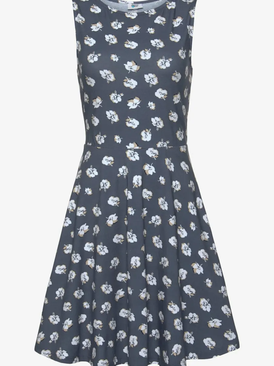 Robe de plage à jupe évasée et motifs fleuris