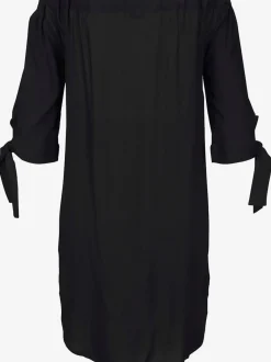 Robe de plage style carmen avec manches ¾ et finition élastique