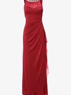 Robe de soirée avec col en dentelle et fronces