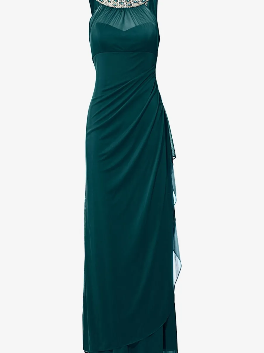 Robe de soirée avec col en dentelle et fronces