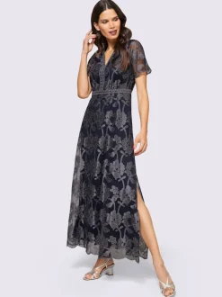 Robe de soirée en maille légère avec broderie florale