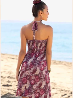 Robe dos-nu à encolure en V avec motifs floraux