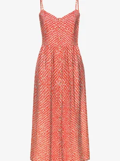 Robe d'été avec bretelles spaghetti et patte boutonnage