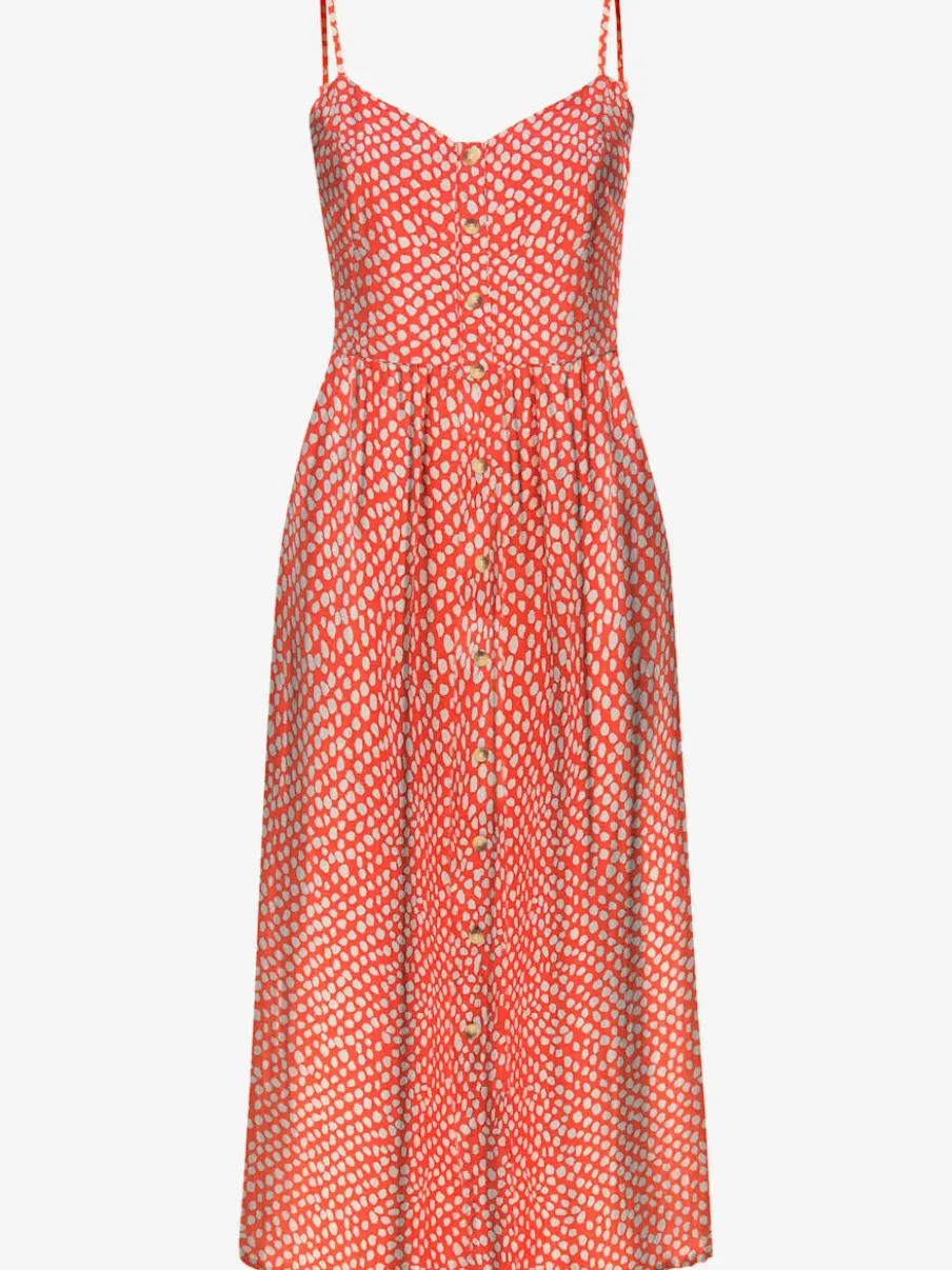 Robe d'été avec bretelles spaghetti et patte boutonnage