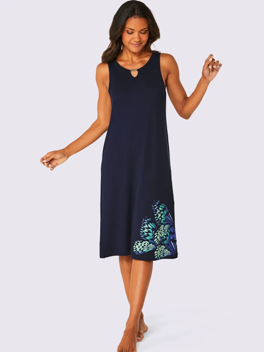 Robe d'été avec imprimé et encolure ronde évasée