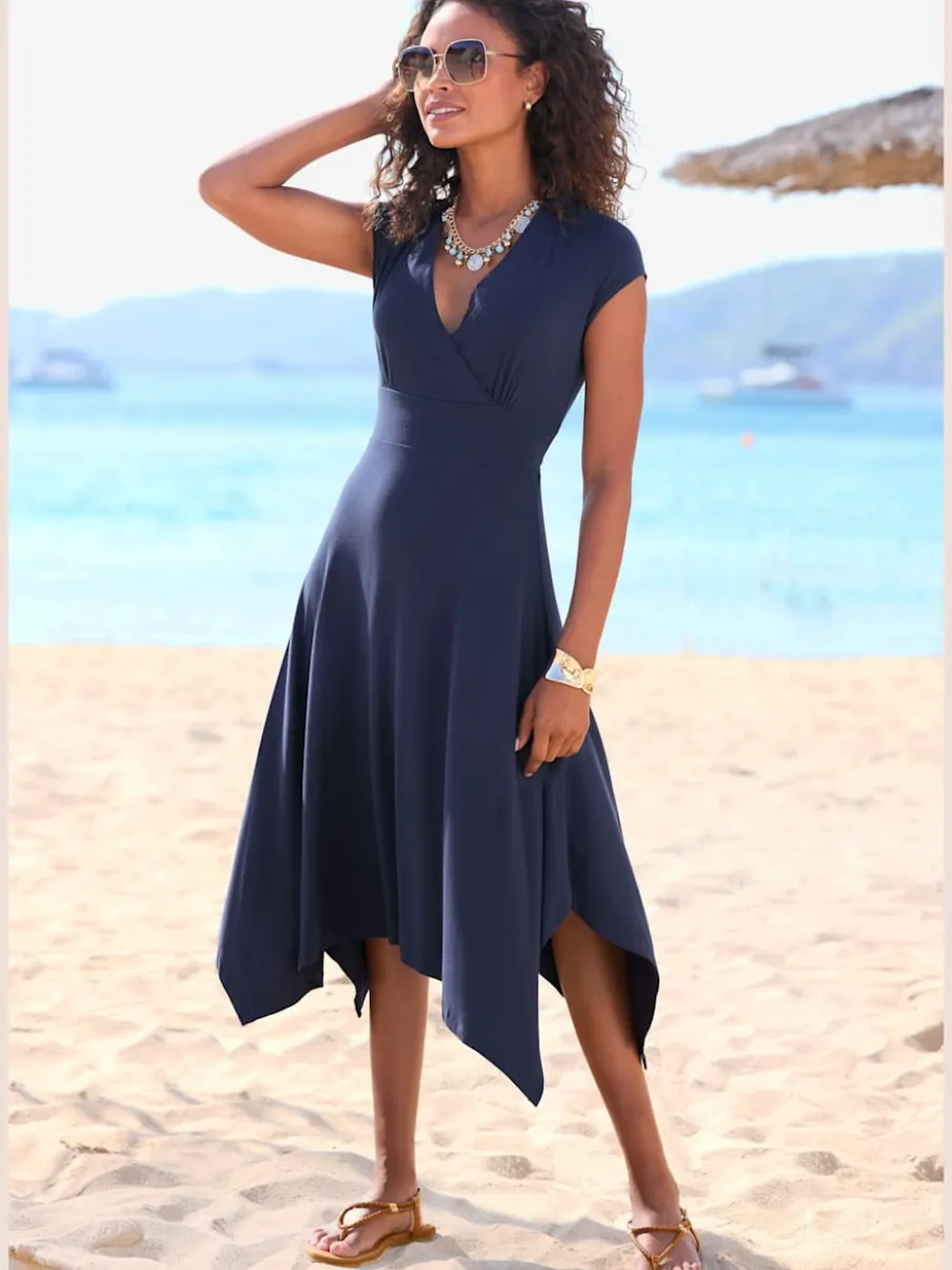 Robe d'été cache-cœur avec jupe ample et manches courtes