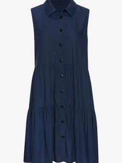 Robe d'été col chemisier boutonnée en viscose fluide