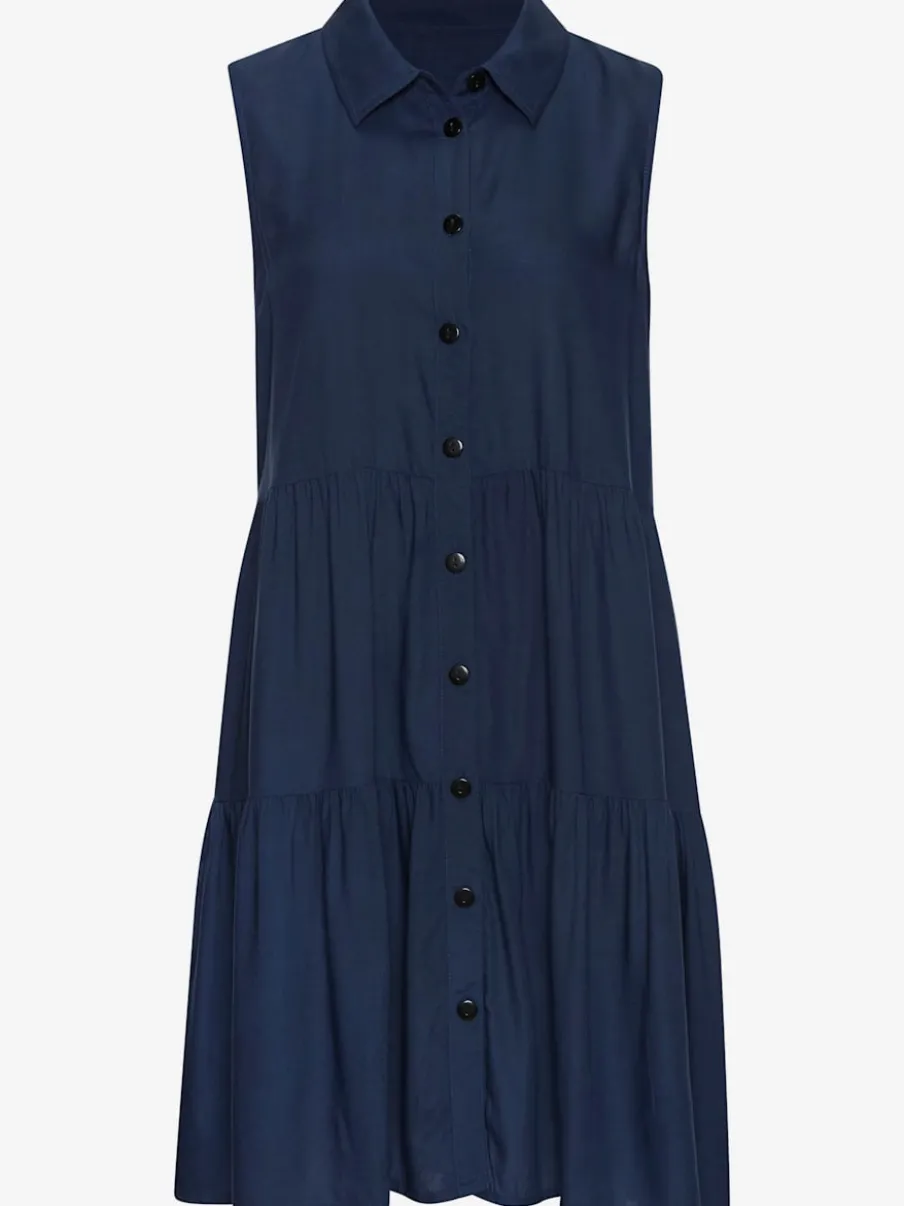 Robe d'été col chemisier boutonnée en viscose fluide