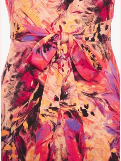 Robe d'été col en v imprimée jupe ample viscose douce