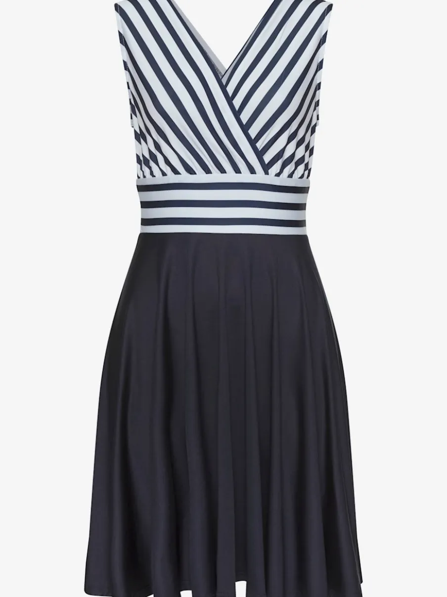 Robe d'été à col V profond et jupe imprimée avec effet cache-cœur