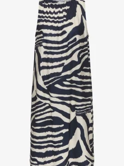 Robe d'été à encolure haute avec imprimé animal et coupe évasée