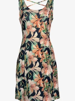 Robe d'été à encolure ronde avec imprimé floral et dos croisé