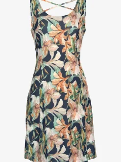 Robe d'été à encolure ronde avec imprimé floral et dos croisé