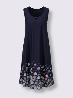 Robe d'été à encolure ronde avec imprimé floral et coupe évasée