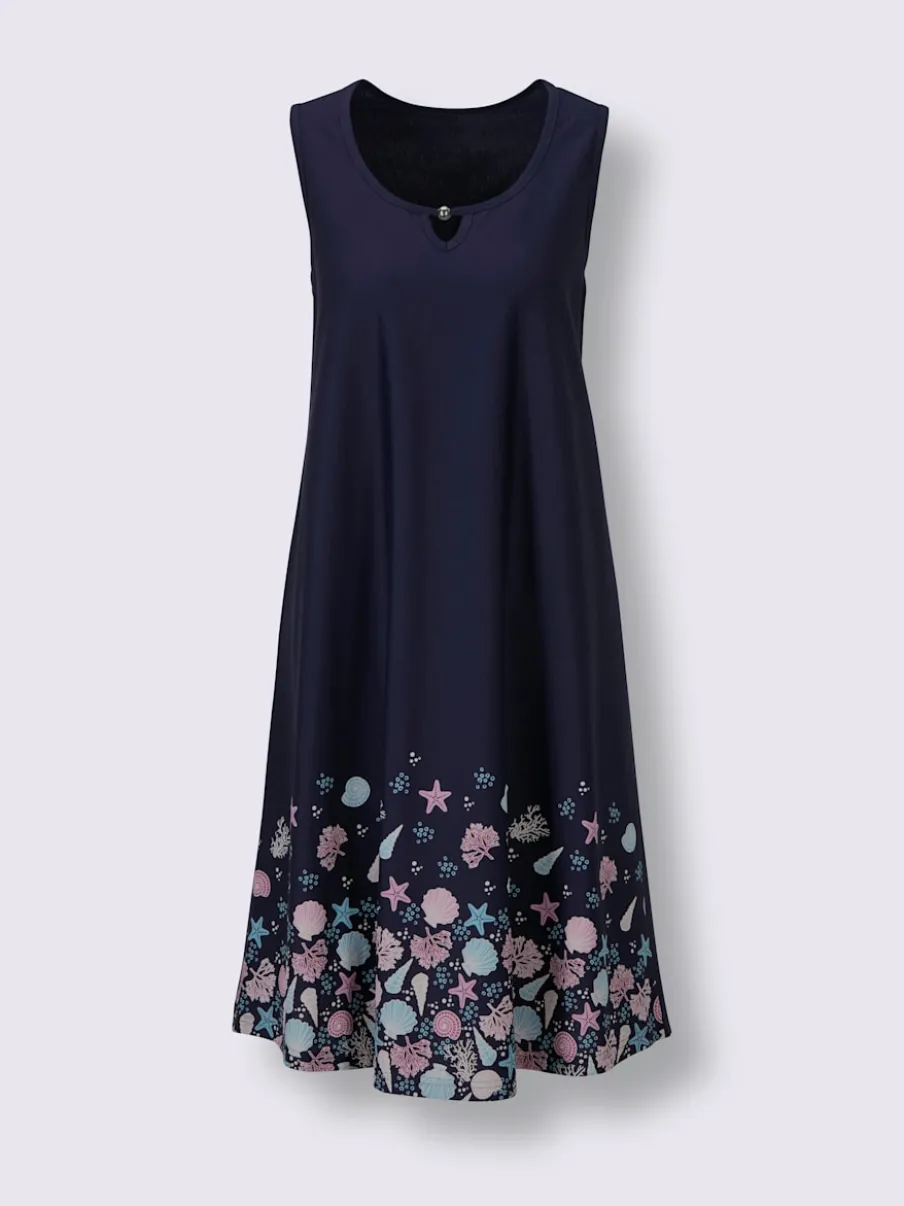 Robe d'été à encolure ronde avec imprimé floral et coupe évasée
