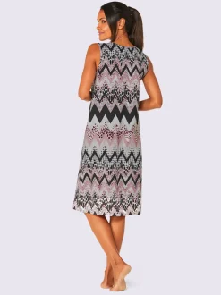 Robe d'été à encolure ronde motif zigzag jersey fin