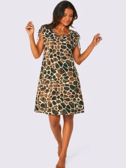 Robe d'été en jersey avec motif animal et détails raffinés