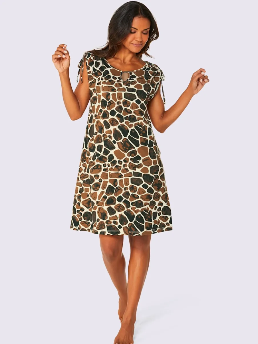 Robe d'été en jersey avec motif animal et détails raffinés