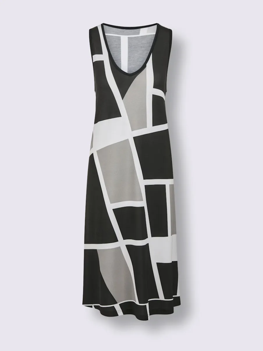 Robe d'été en jersey fin à encolure en V et motif graphique