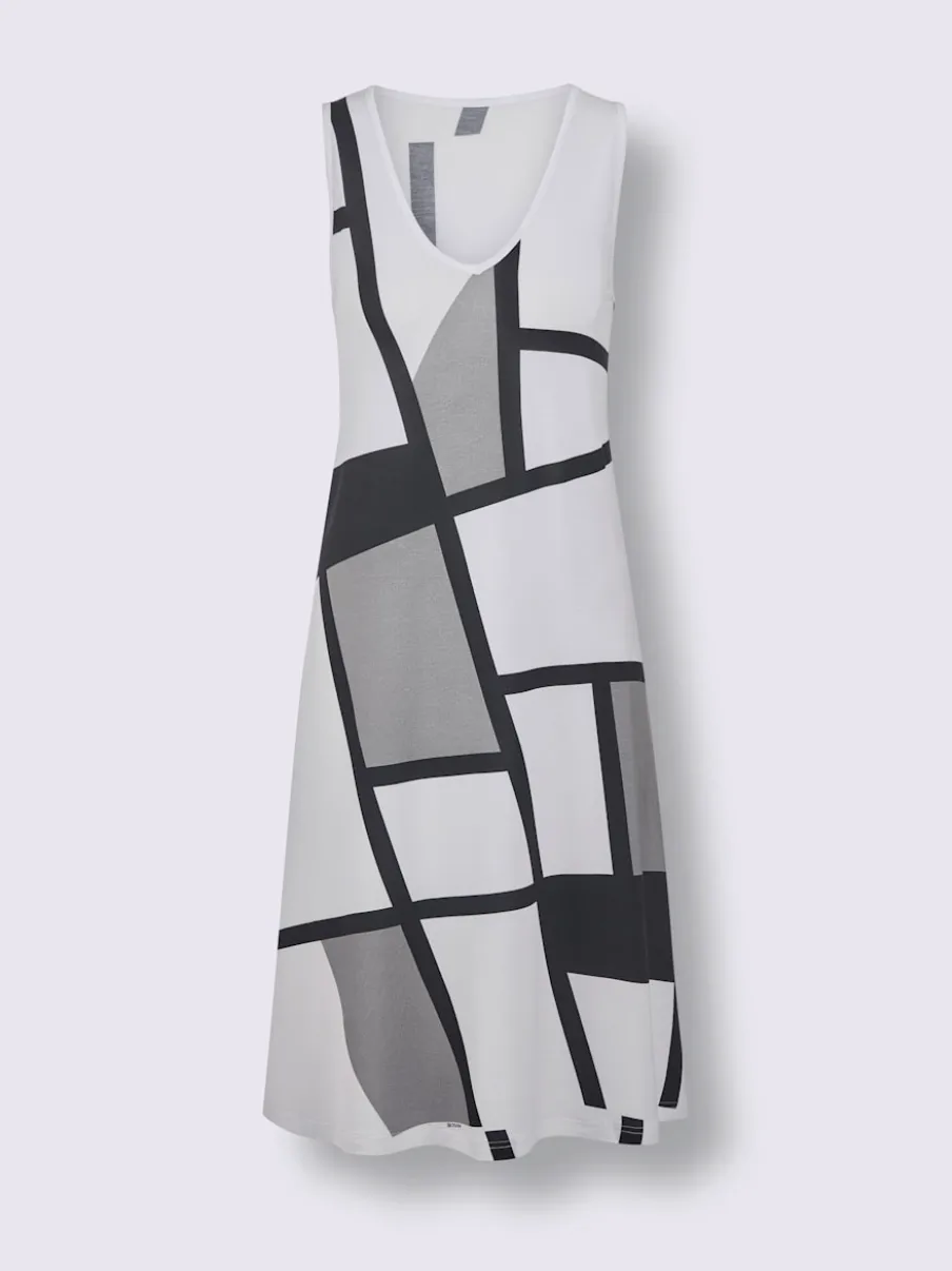 Robe d'été en jersey fin à encolure en V et motif graphique