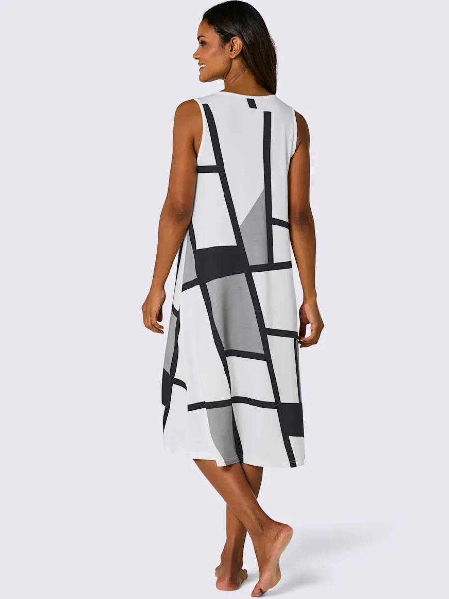 Robe d'été en jersey fin à encolure en V et motif graphique