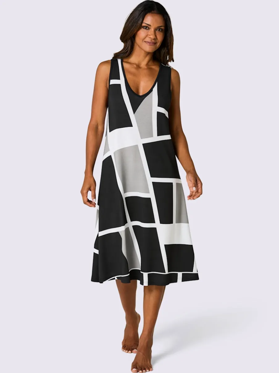 Robe d'été en jersey fin à encolure en V et motif graphique
