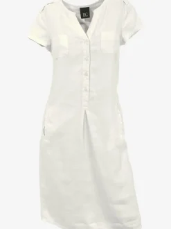 Robe d'été en pur lin avec encolure ronde et poches