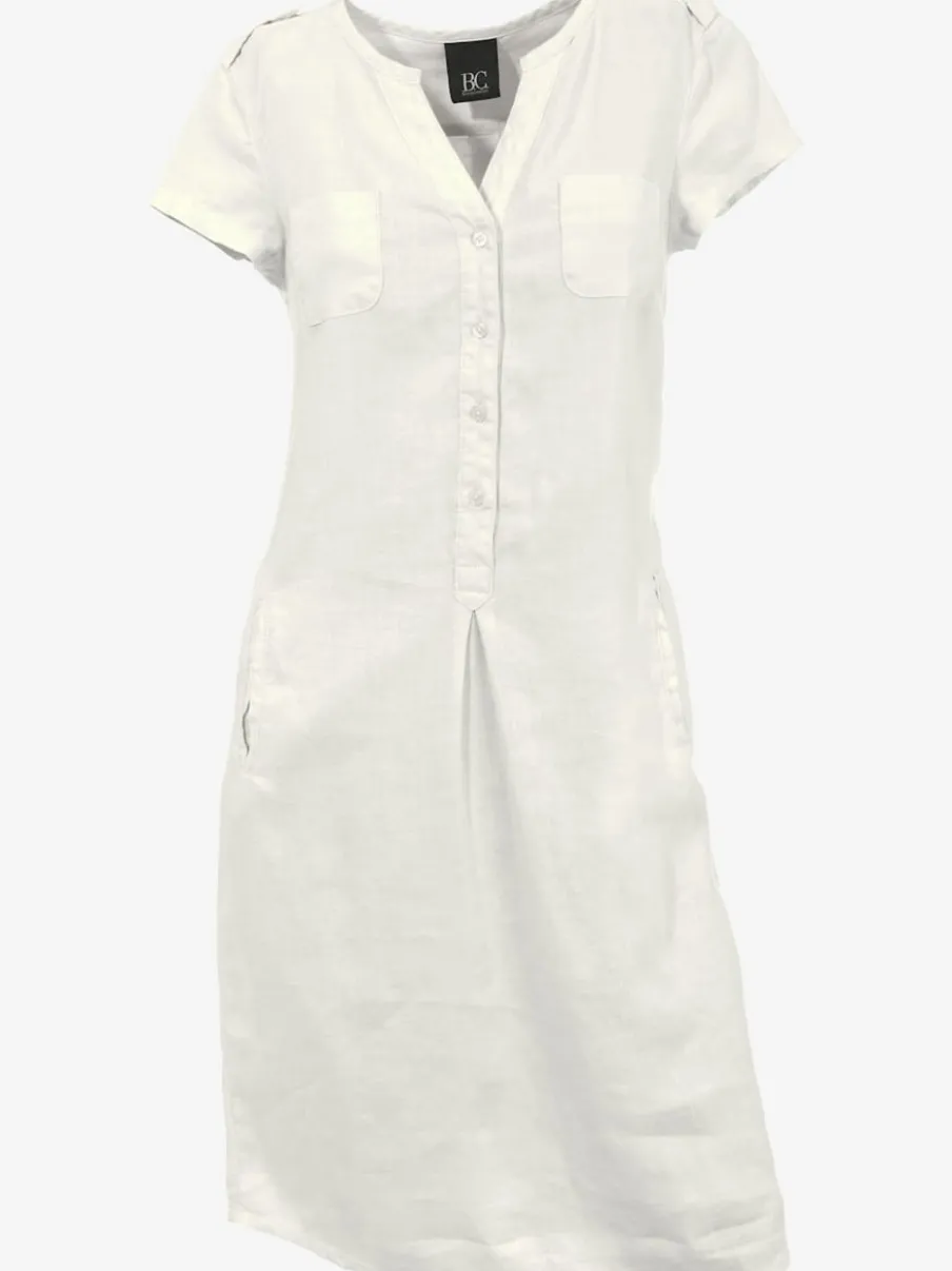 Robe d'été en pur lin avec encolure ronde et poches